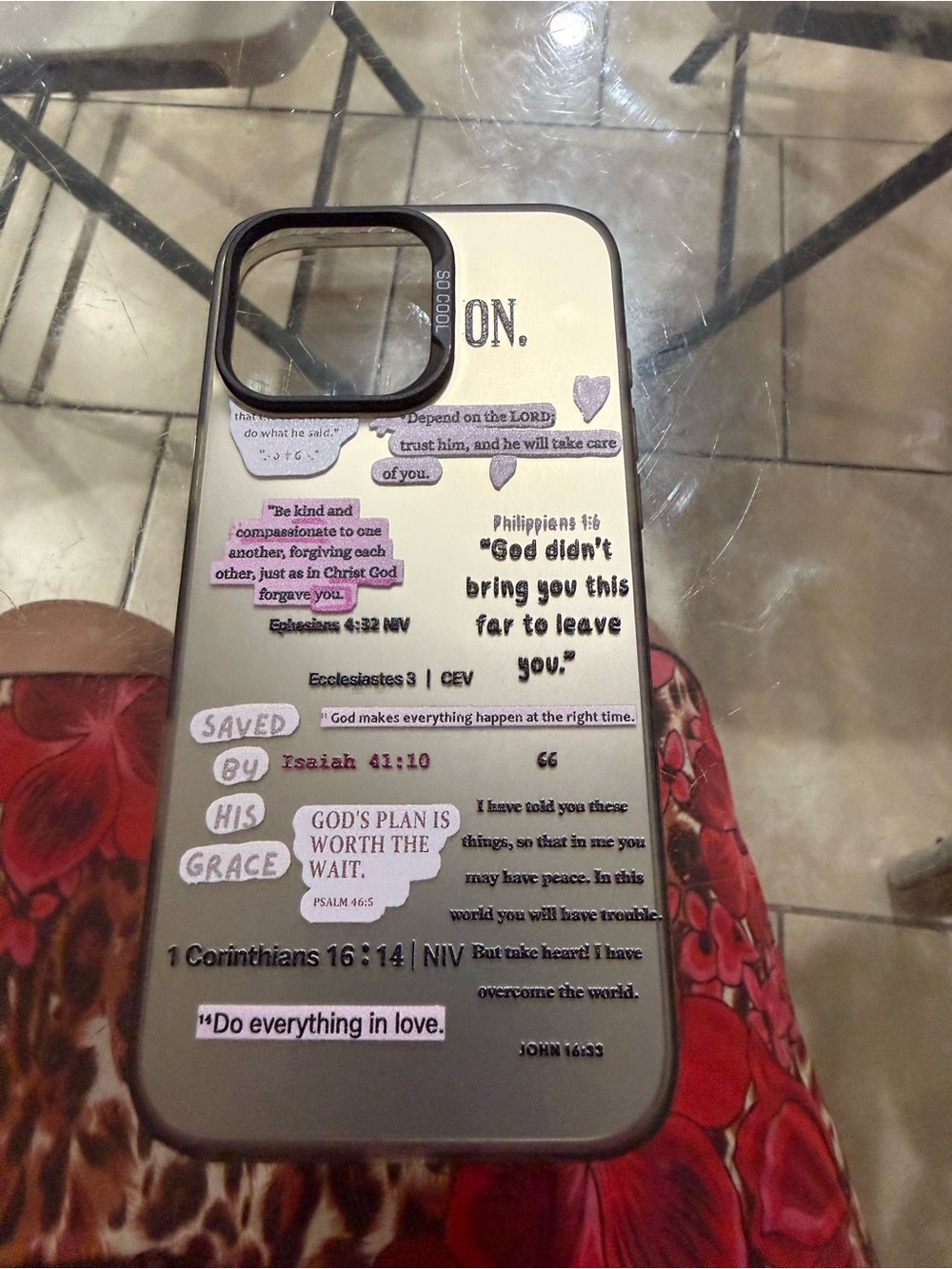 Faith-Inspired Cream and Black Phone Case - Unbranded